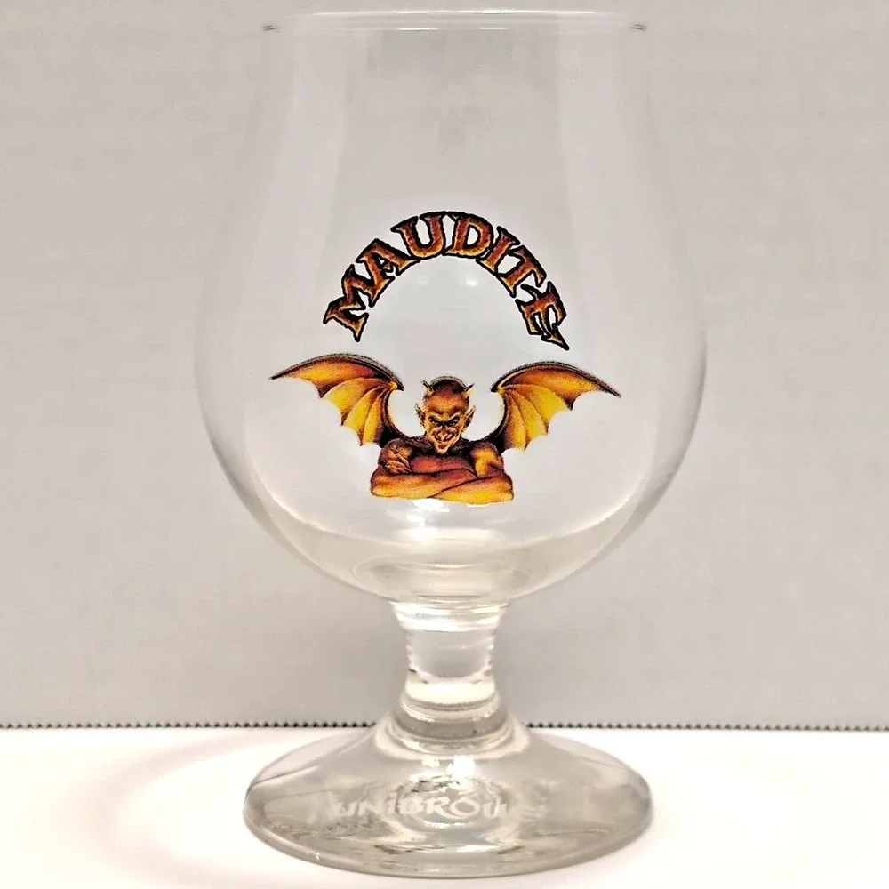 VTG Maudite Tulip Beer Glass Unibroue Jerry Vietz Brewmaster Signature Rare